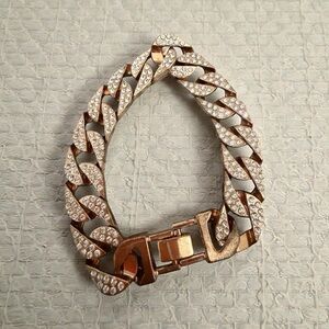 Gold and Silver Chain Bracelet with Rhinestones